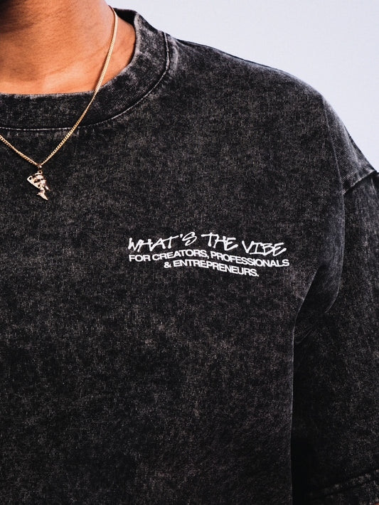 What’s The Vibes Oversized Graphic Tee – Vintage Wash
